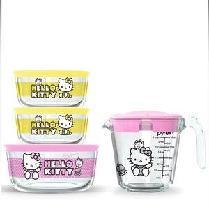 ⭐️RARE LTD EDTN⭐️Pyrex Hello Kitty 8 piece Prep and Store Set with Measuring Cup